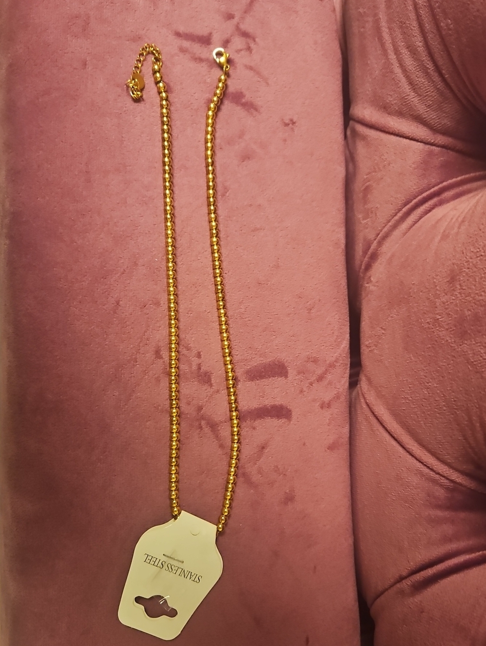 Gold Bead Chain Necklace - Unbranded